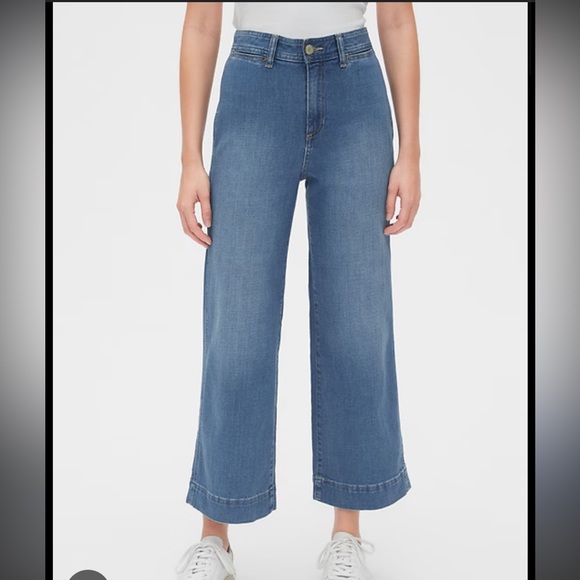 Gap High Rise Wide Leg Crop Jeans Size 16/33 Tall - Picture 1 of 11